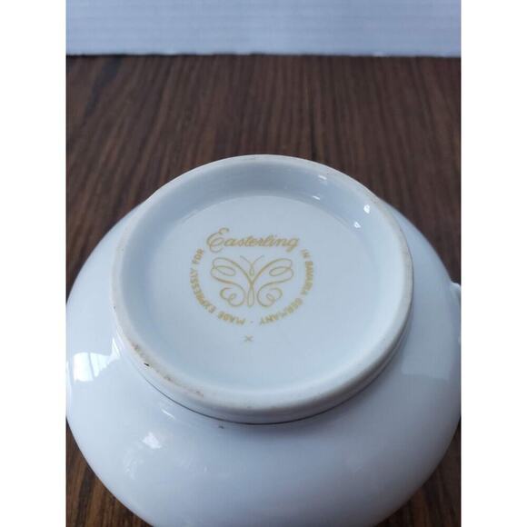 Ceres Coupe by Easterling Coffee Creamer White and Silver Wheat Vintage MCM - Picture 7 of 7